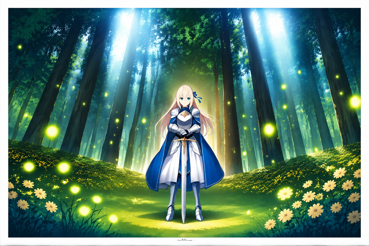 Knight postcard — forest scene composite