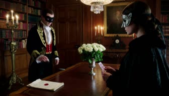 White Rose Manor — A card route leads to a private study where courtship hides a secret.