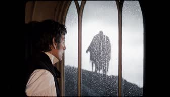 Frankenstein — Victor sees the abandoned Creature outside his window after the first death.
