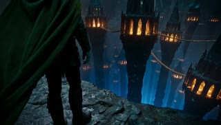 The Descent — The route crosses from the fungal wilds into a city suspended over the void.