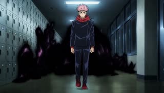 Jujutsu Kaisen — Negative emotion condenses into a curse inside an ordinary school corridor.