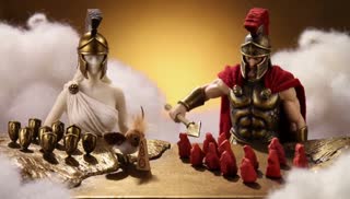 Olympus: The Twelve Olympians — Athena's strategy and Ares's battle fury confront each other over a mortal battlefield.