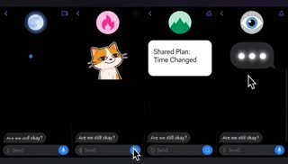 Typing... — Four personas remain distinct while the user waits on the same screen.